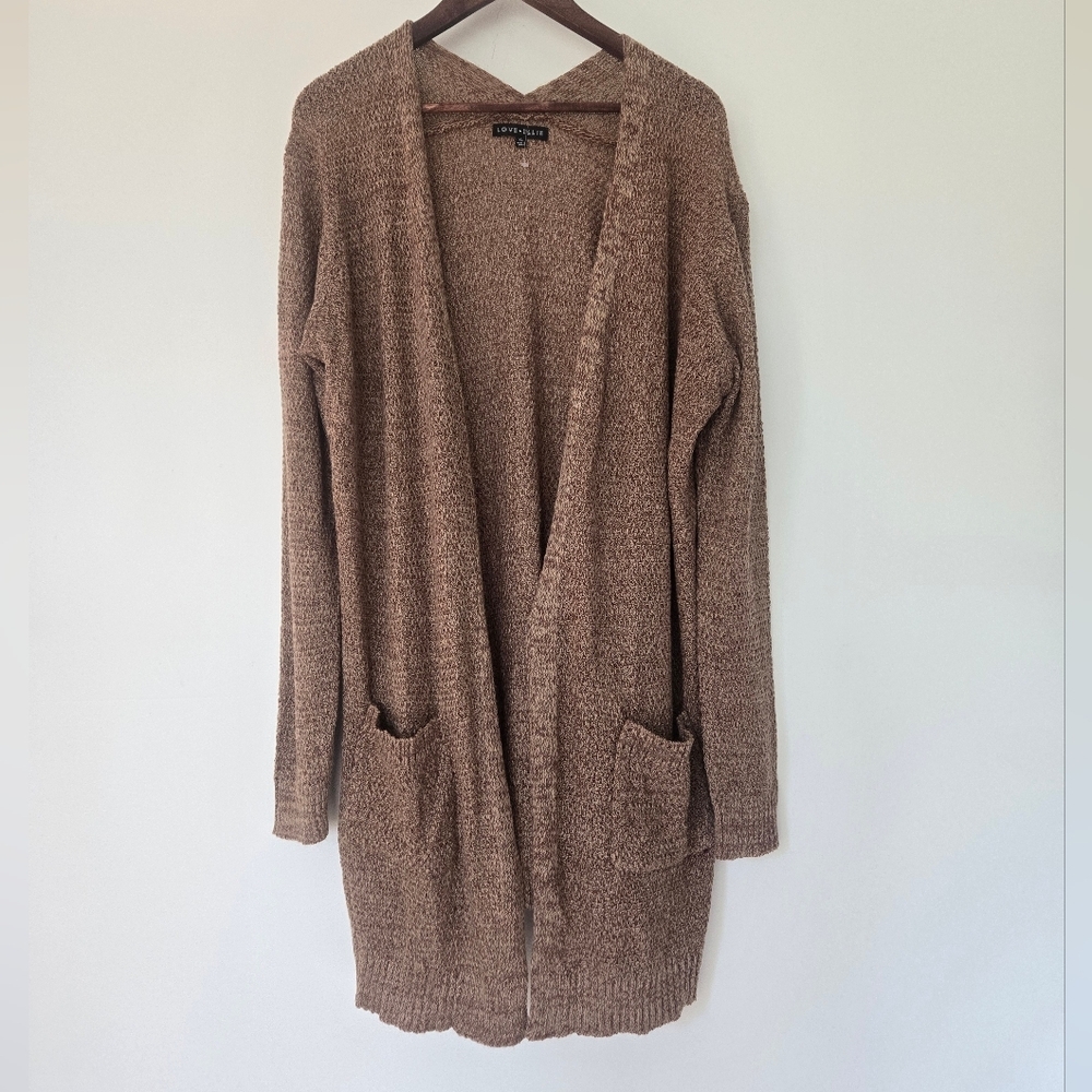 New Love Ellie Knit Duster Cardigan Brown XL